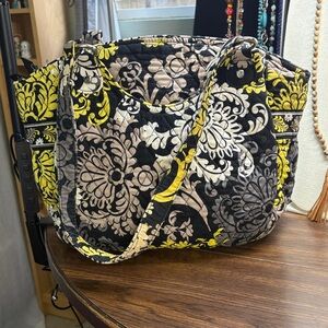 Vera Bradley Black and Yellow Floral Shoulder Bag